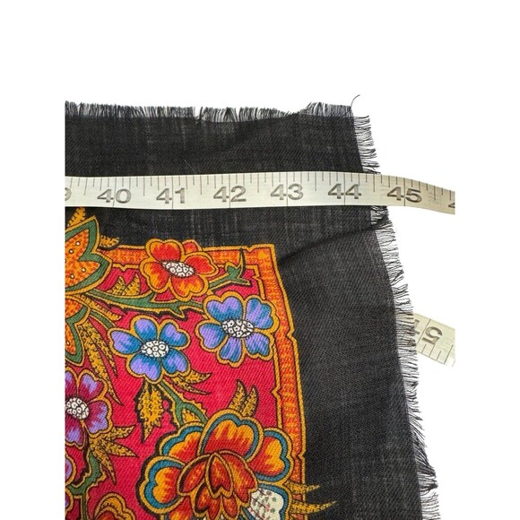 Pura Lana Italy Scarf Shawl Oversized Black Colorful 44” - Picture 10 of 11